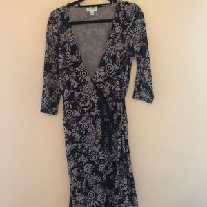 3/4 Sleeve floral Ann Taylor wrap dress